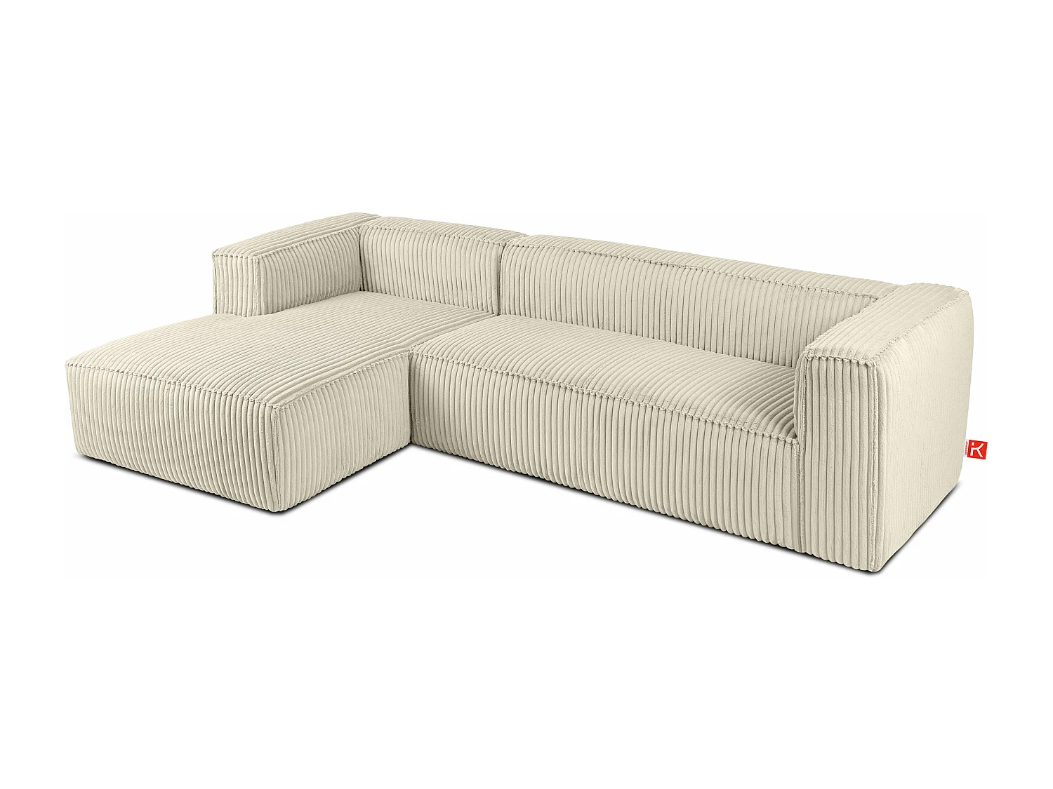 Modernes Ecksofa Links aus breitem Cordstoff - cremefarben - FEROX