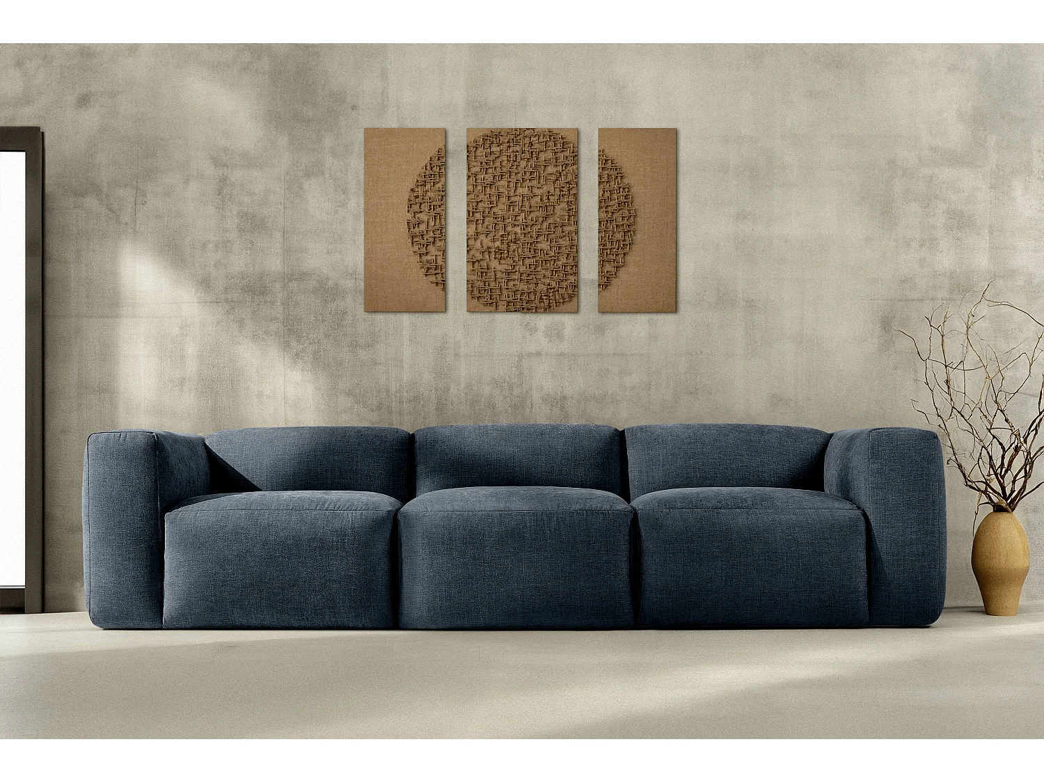 Sofa 3 Sitzer mit extrem weicher und bequemer Sitz - dunkelblau - BUFFO