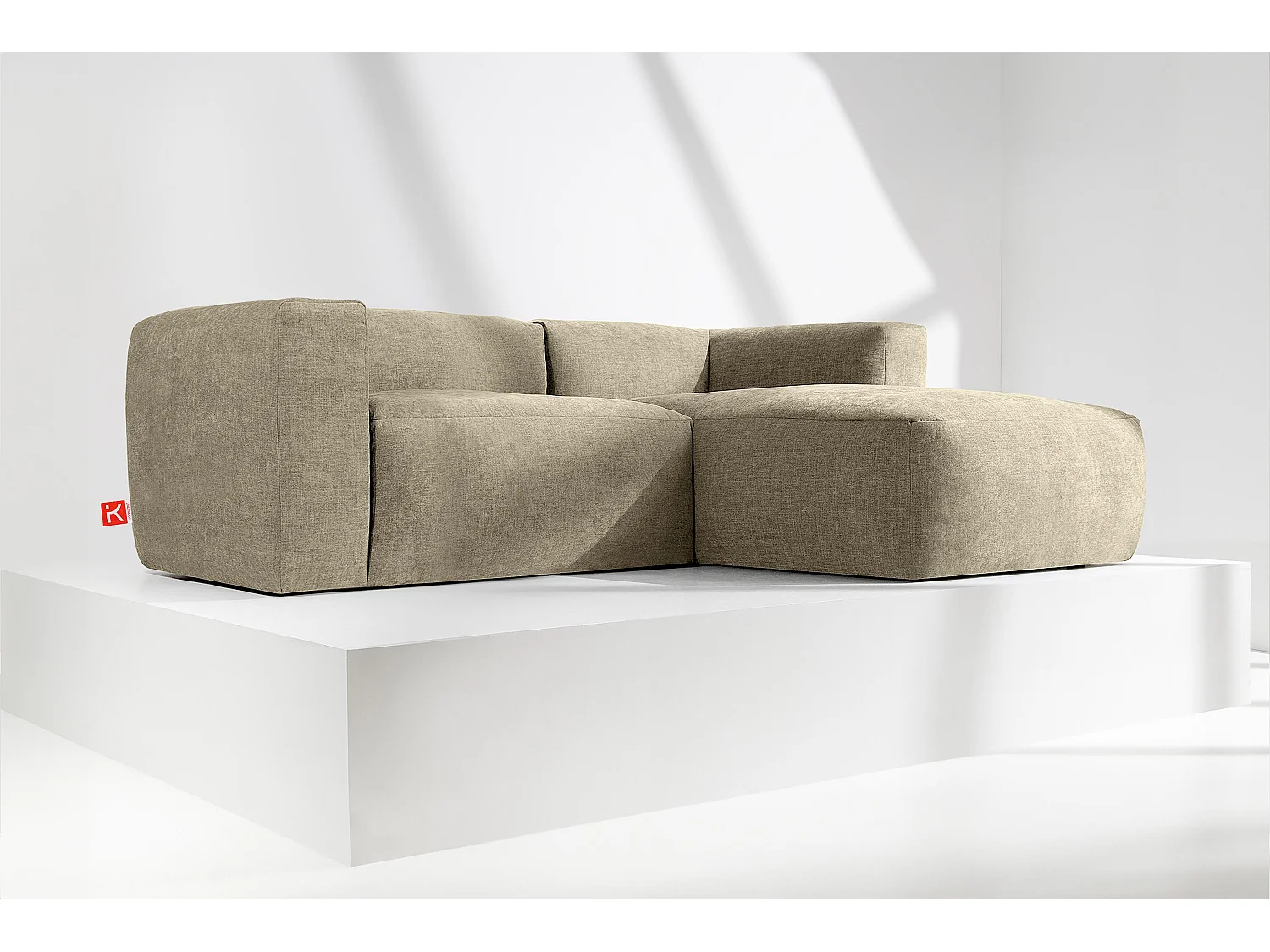 Ecksofa Rechts 3/4 Sitzer mit extrem weicher und bequemer Sitz - gelb - BUFFO