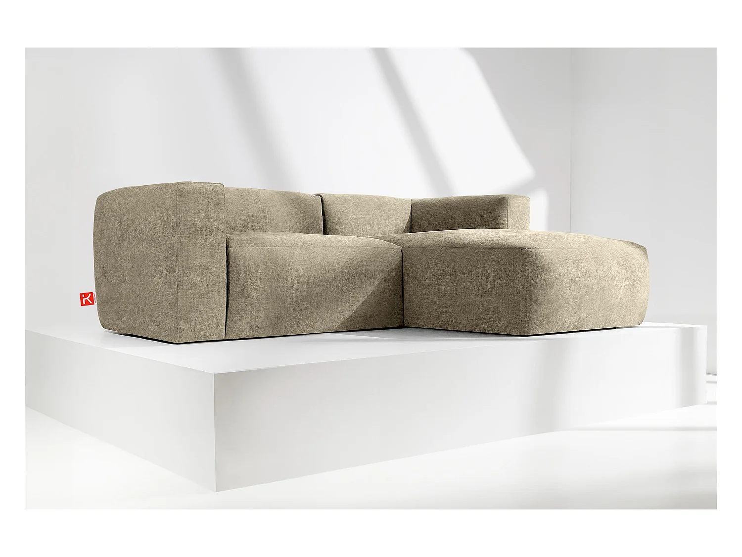 Canapé d'angle droit 3/4 places avec assise extrêmement moelleuse et confortable - jaune - BUFFO
