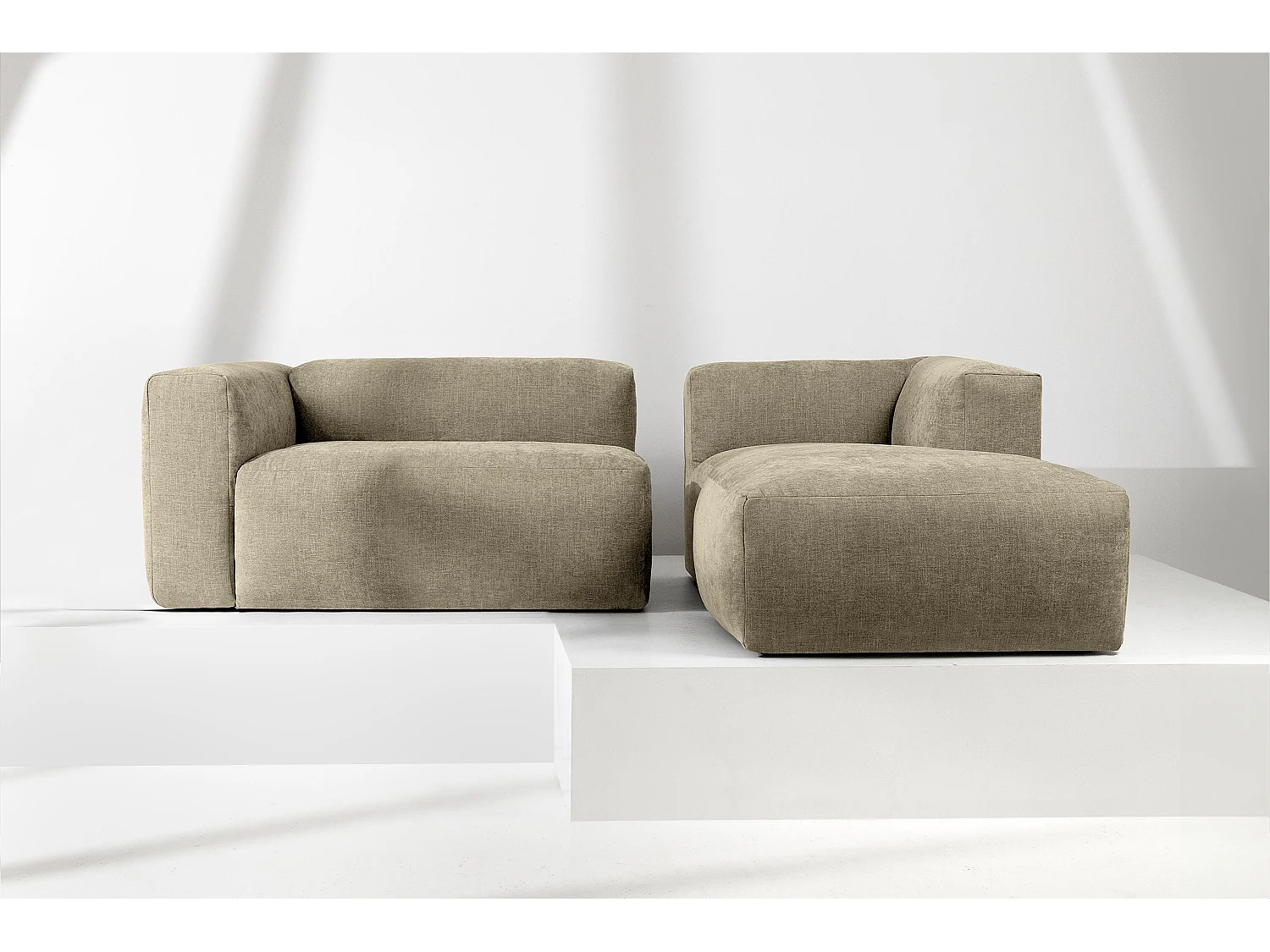 Ecksofa Rechts 3/4 Sitzer mit extrem weicher und bequemer Sitz - gelb - BUFFO