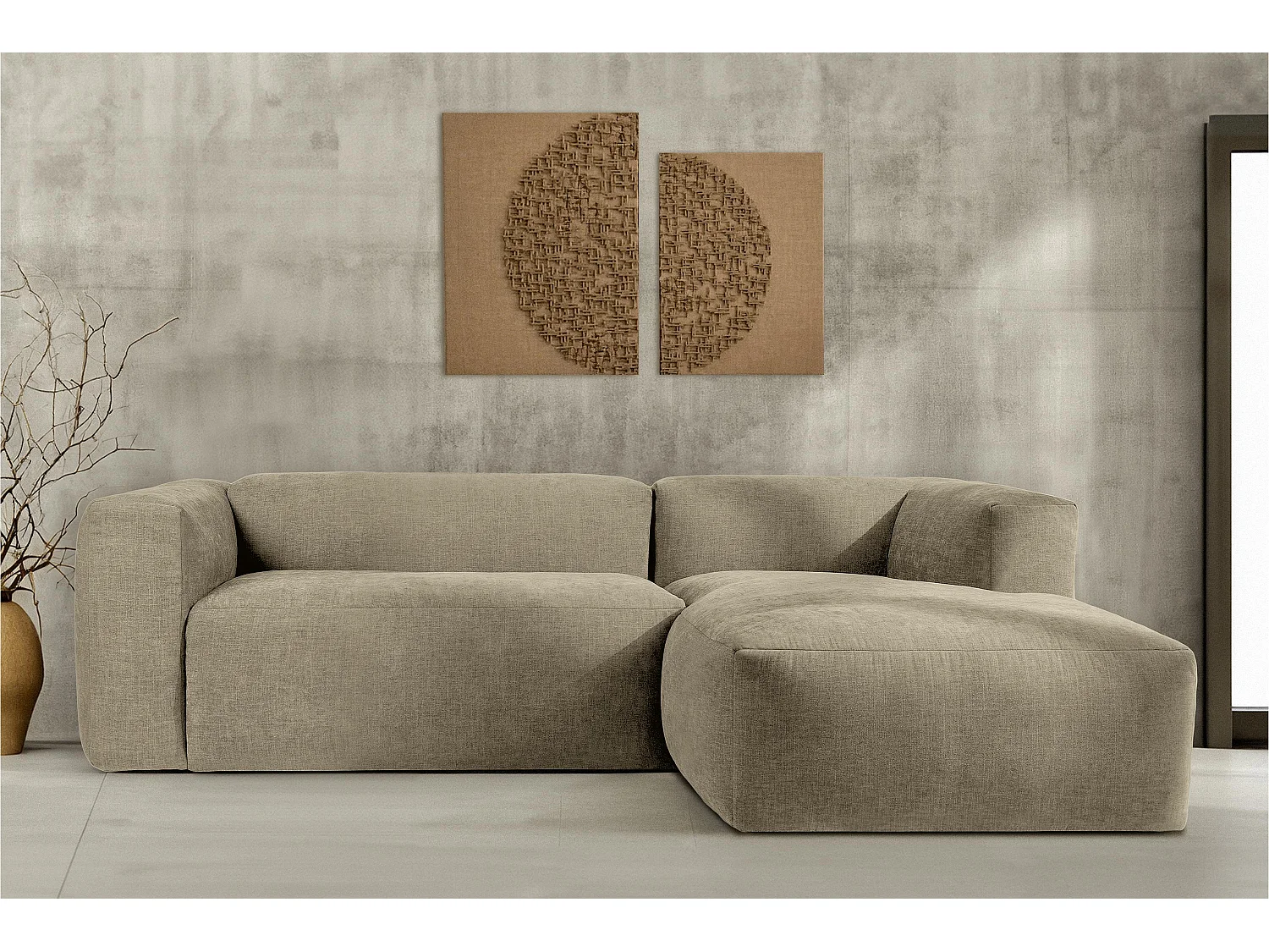 Ecksofa Rechts 3/4 Sitzer mit extrem weicher und bequemer Sitz - gelb - BUFFO