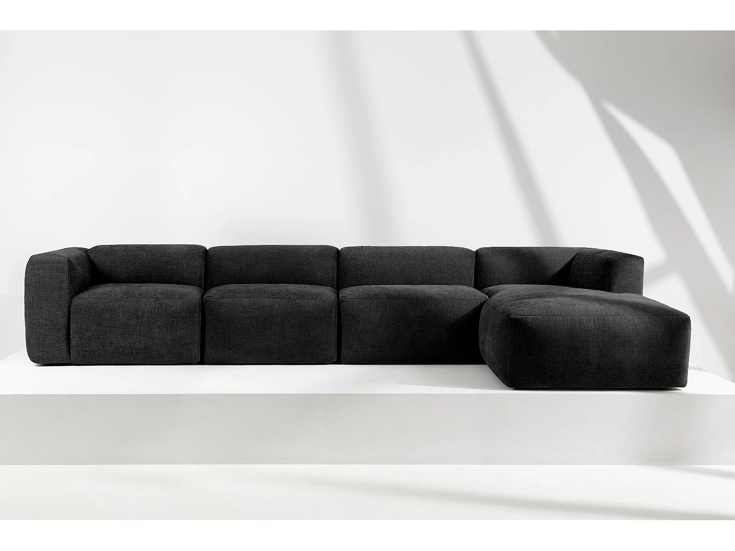 Ecksofa Rechts 6-Sitzer mit extrem weicher und bequemer Sitz - grau - BUFFO