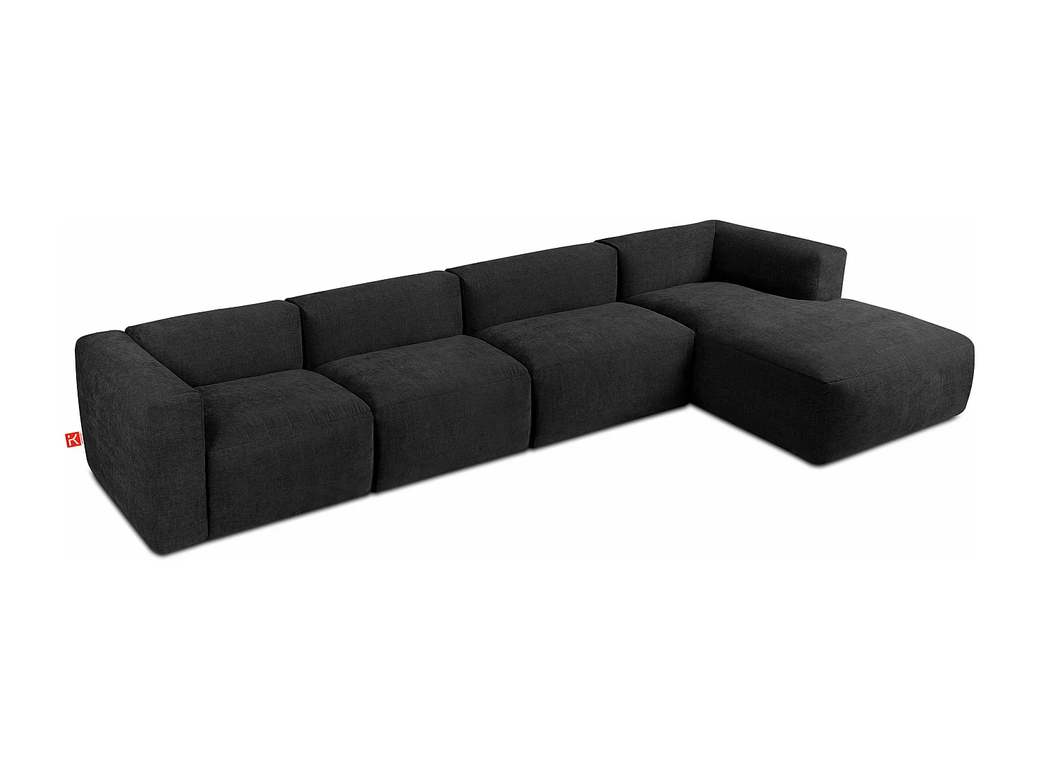 Ecksofa Rechts 6-Sitzer mit extrem weicher und bequemer Sitz - grau - BUFFO
