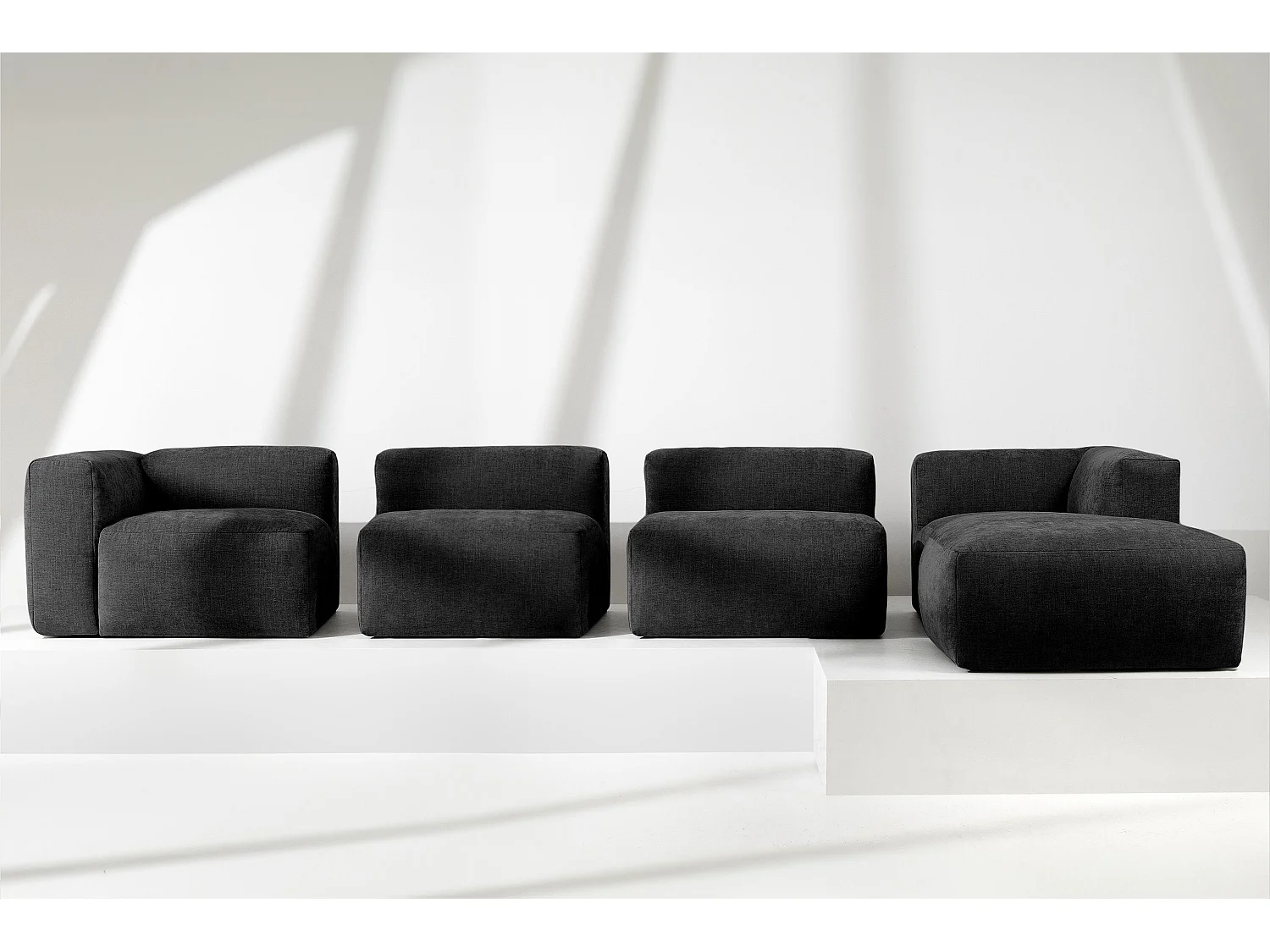 Ecksofa Rechts 6-Sitzer mit extrem weicher und bequemer Sitz - grau - BUFFO