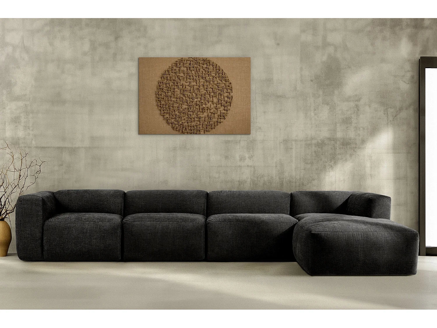 Ecksofa Rechts 6-Sitzer mit extrem weicher und bequemer Sitz - grau - BUFFO