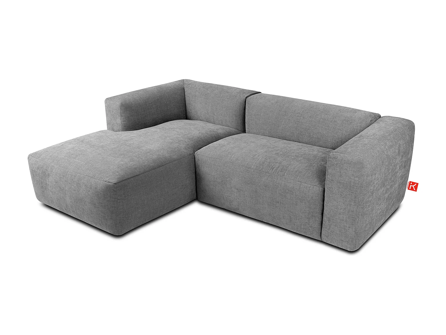 Canapé d'angle gauche 3/4 places avec assise extrêmement moelleuse et confortable - gris - BUFFO