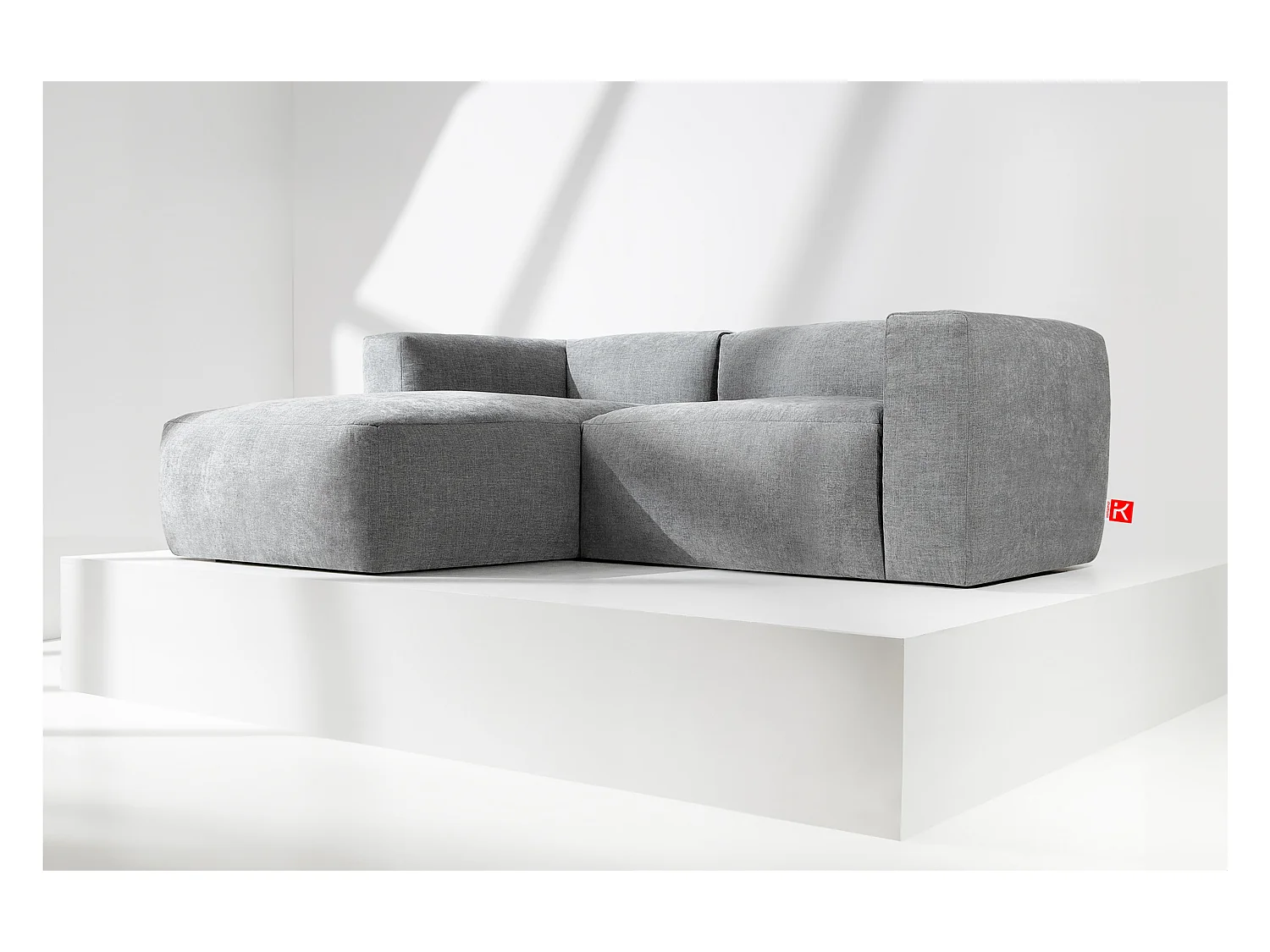 Canapé d'angle gauche 3/4 places avec assise extrêmement moelleuse et confortable - gris - BUFFO