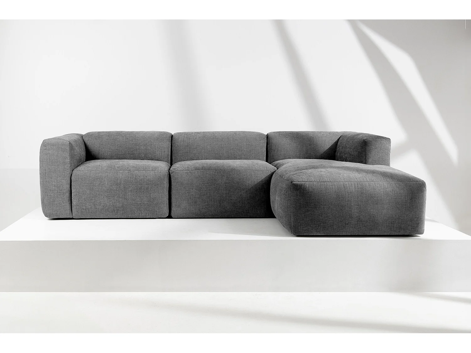 Ecksofa Rechts mit extrem weicher und bequemer Sitz - grau - BUFFO