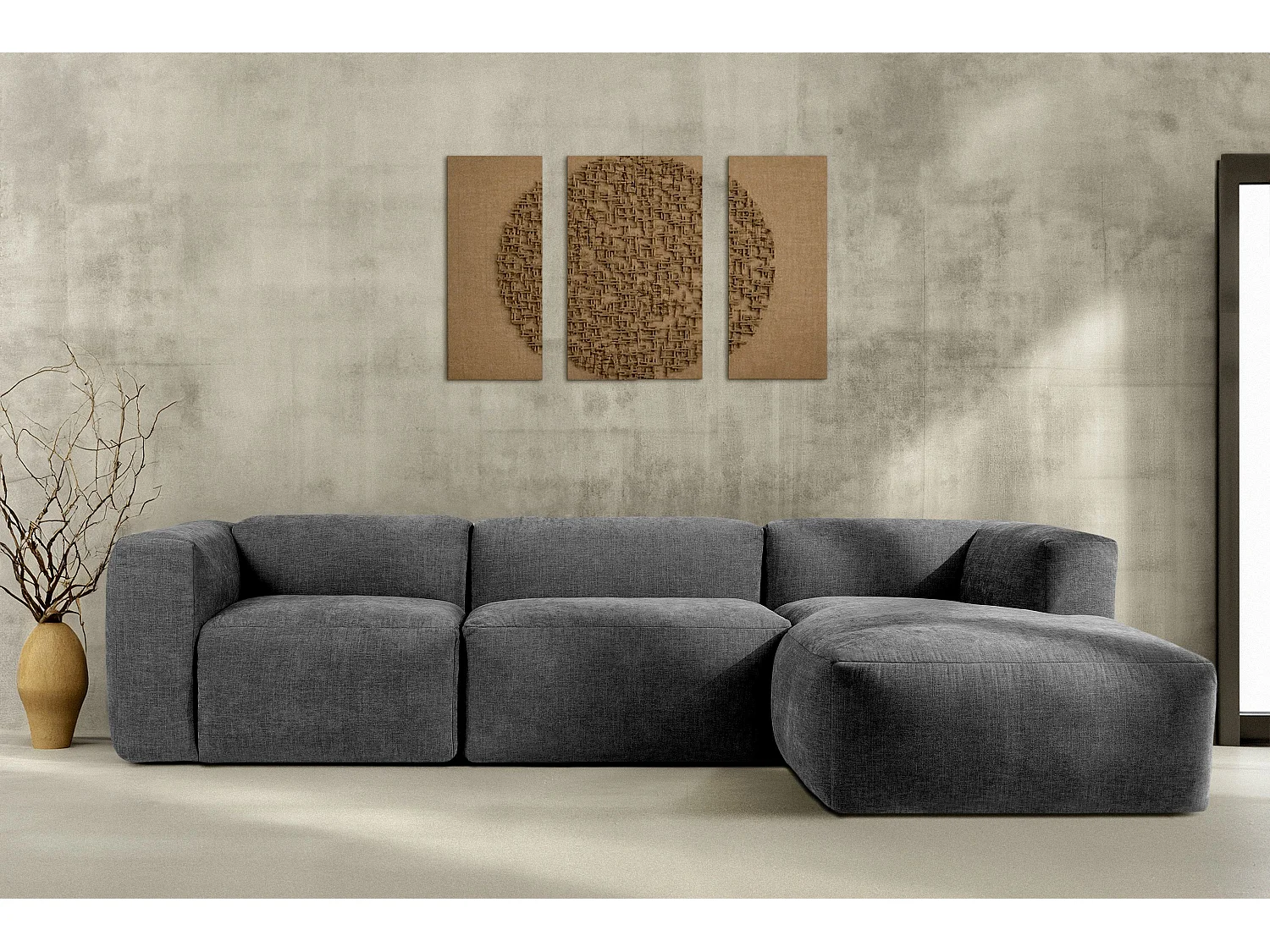 Ecksofa Rechts mit extrem weicher und bequemer Sitz - grau - BUFFO