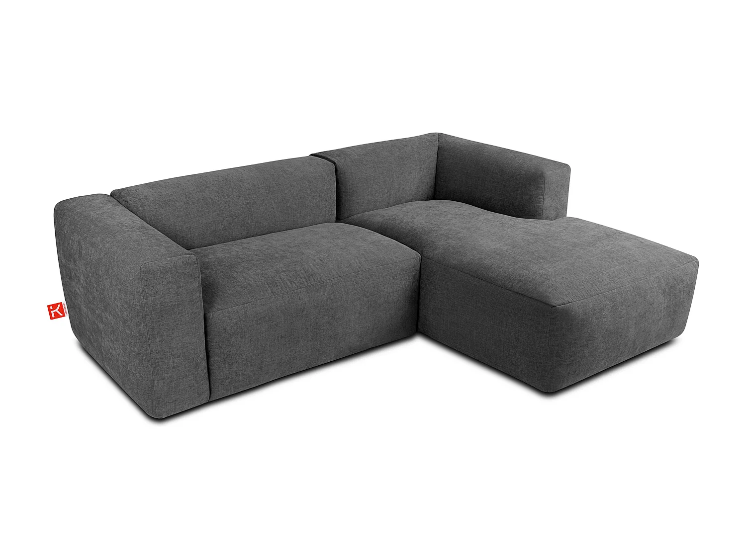 Ecksofa Rechts 3/4 Sitzer mit extrem weicher und bequemer Sitz - grau - BUFFO