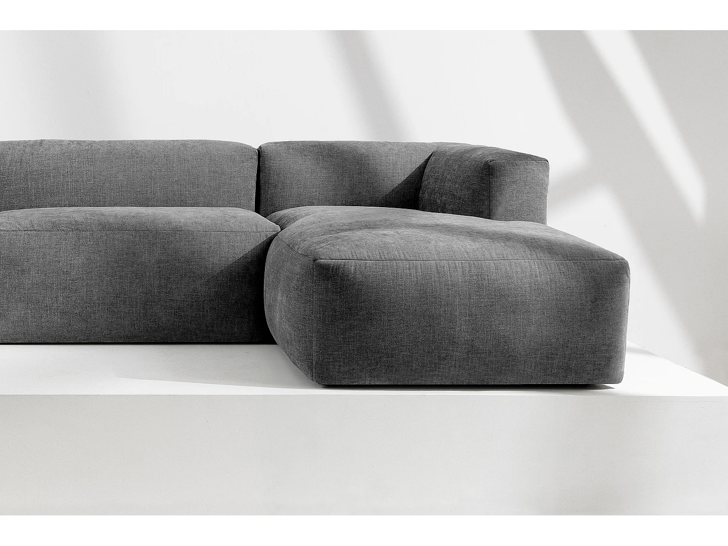 Ecksofa Rechts 3/4 Sitzer mit extrem weicher und bequemer Sitz - grau - BUFFO