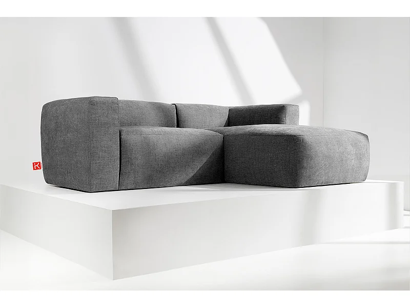 Ecksofa Rechts 3/4 Sitzer mit extrem weicher und bequemer Sitz - grau - BUFFO