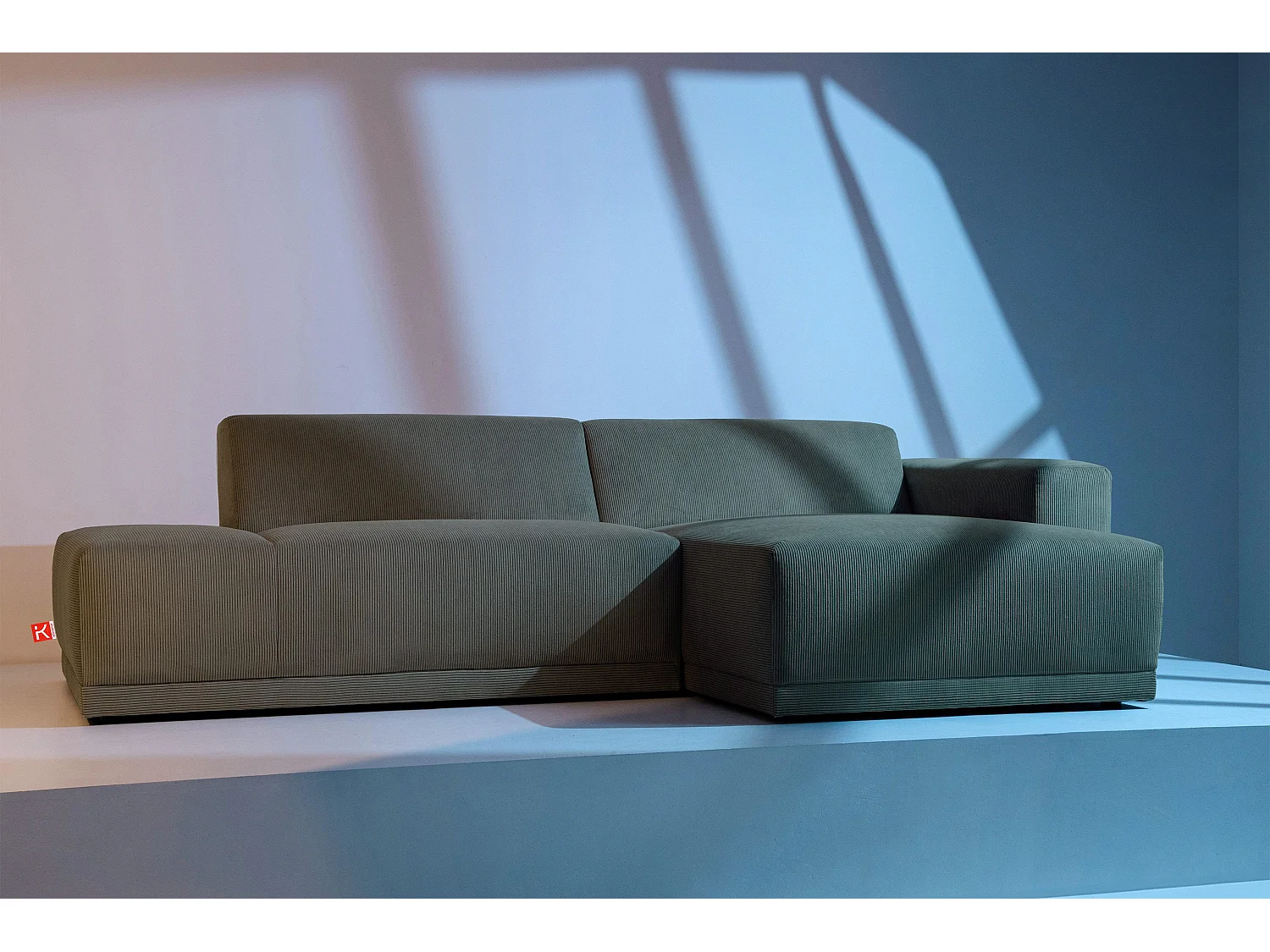 Ecksofa Rechts in moderner Optik mit hochwertigem Kaltschaum  - Grün - MUDI