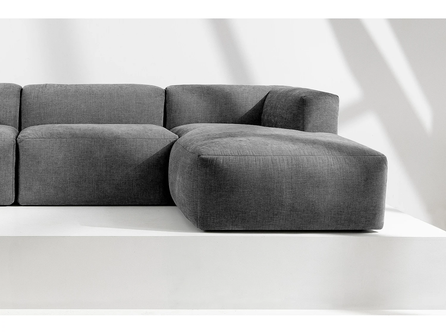 Ecksofa Rechts 6-Sitzer mit extrem weicher und bequemer Sitz - grau - BUFFO