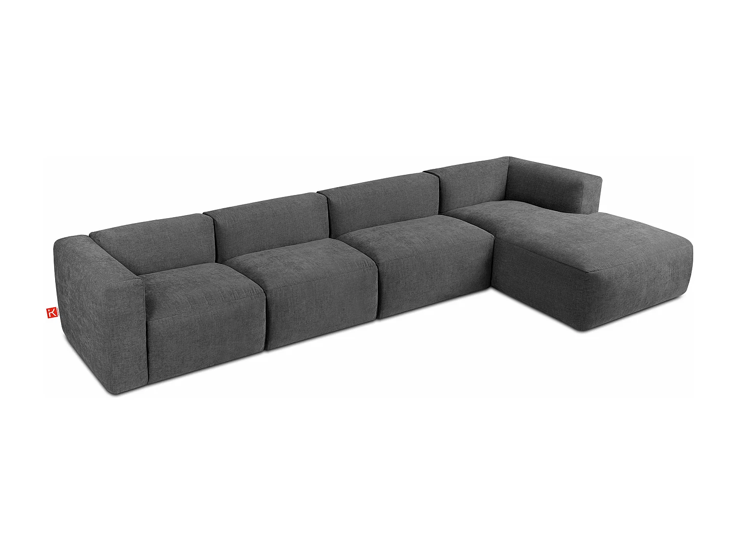 Ecksofa Rechts 6-Sitzer mit extrem weicher und bequemer Sitz - grau - BUFFO