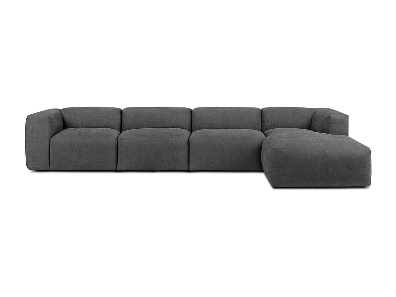 Ecksofa Rechts 6-Sitzer mit extrem weicher und bequemer Sitz - grau - BUFFO