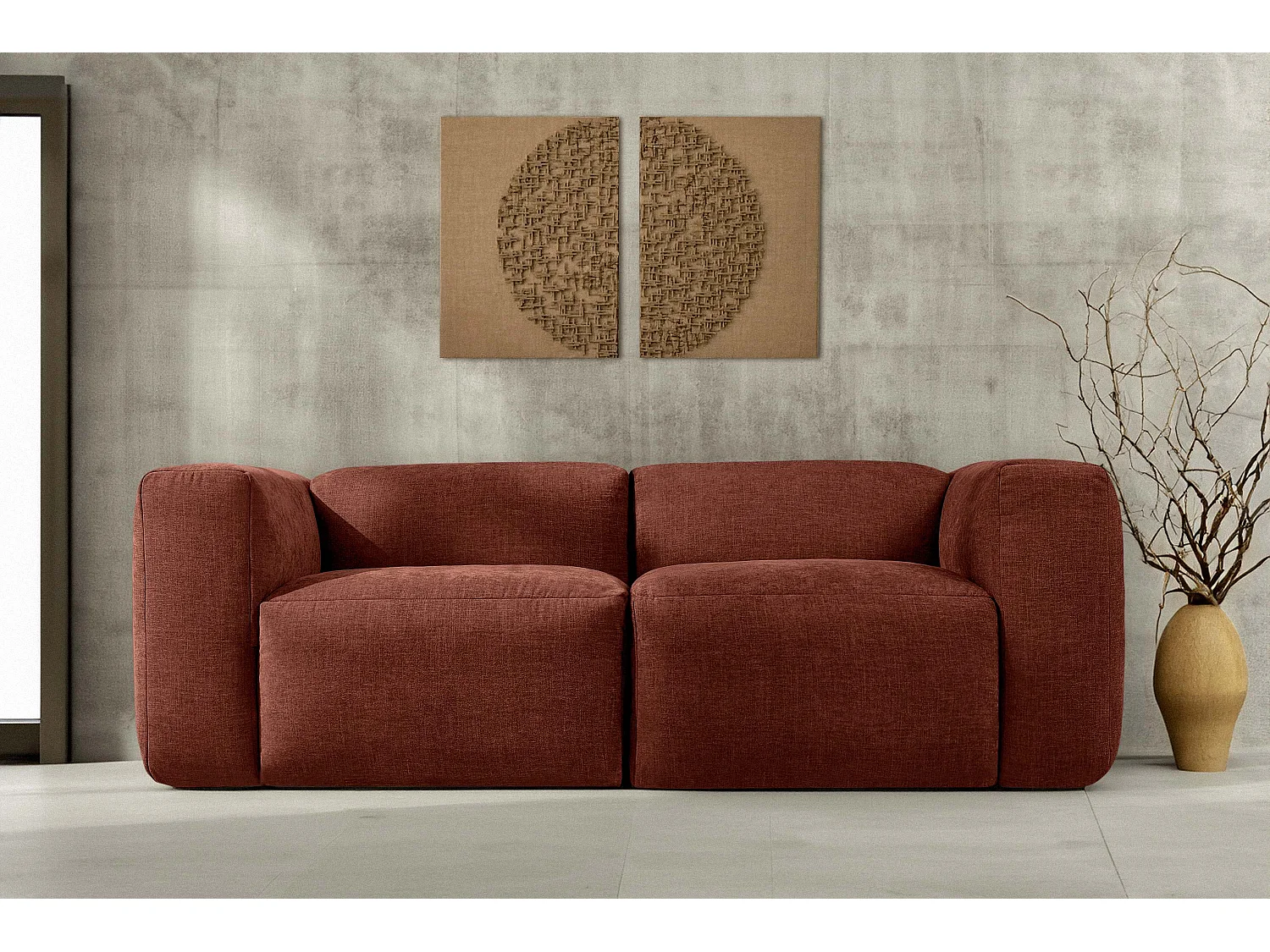 Sofa 2 Sitzer mit extrem weicher und bequemer Sitz - orange - BUFFO