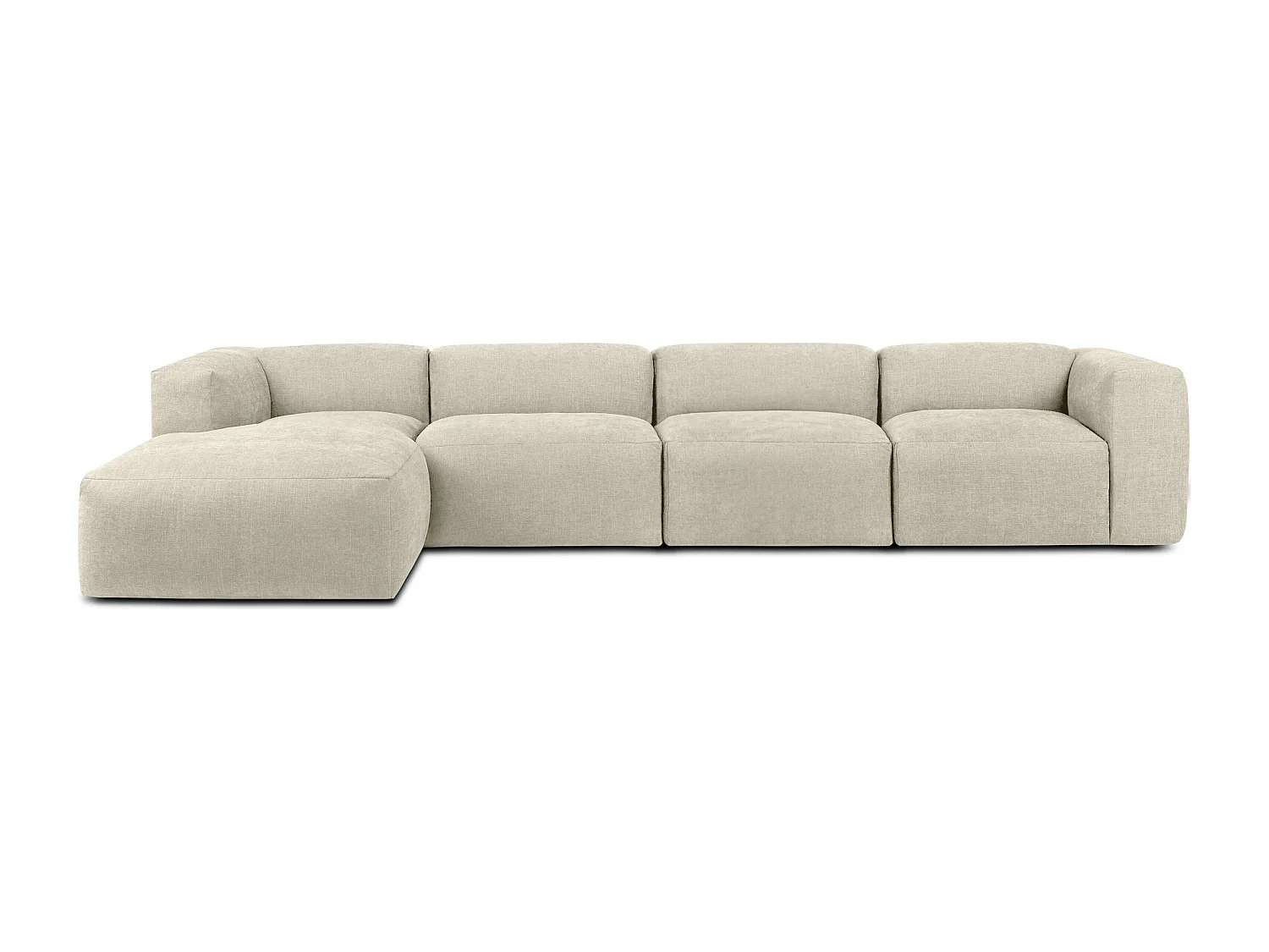 Ecksofa Links 6-Sitzer mit extrem weicher und bequemer Sitz - ecru - BUFFO