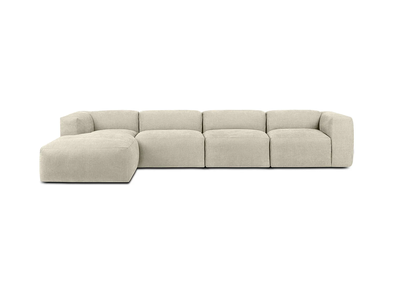 Canapé d'angle gauche 6 places avec assise extrêmement moelleuse et confortable - écru - BUFFO