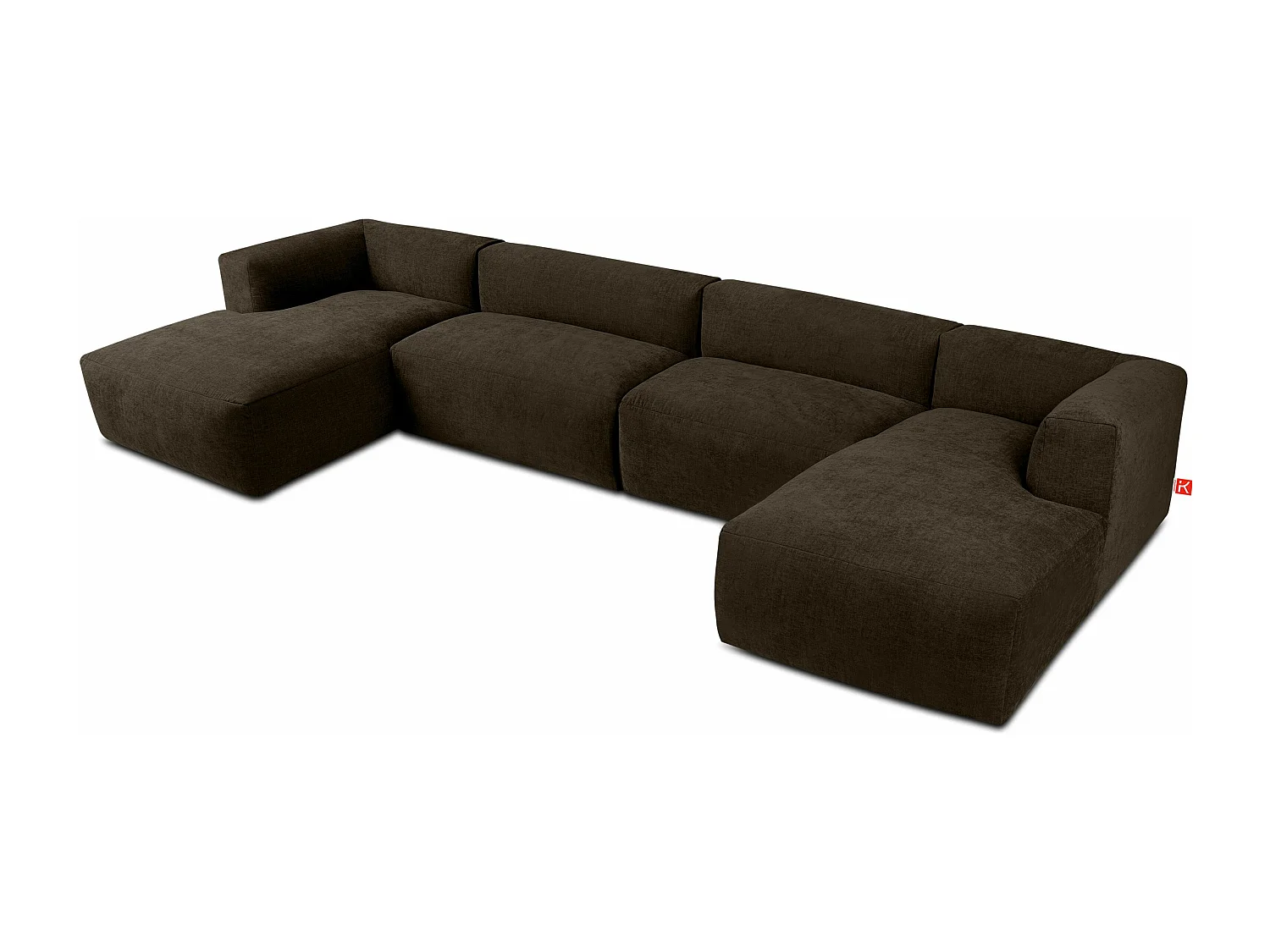 7/8 Sitzer Panorama-Ecksofa mit extrem weicher und bequemer Sitz -braun - BUFFO