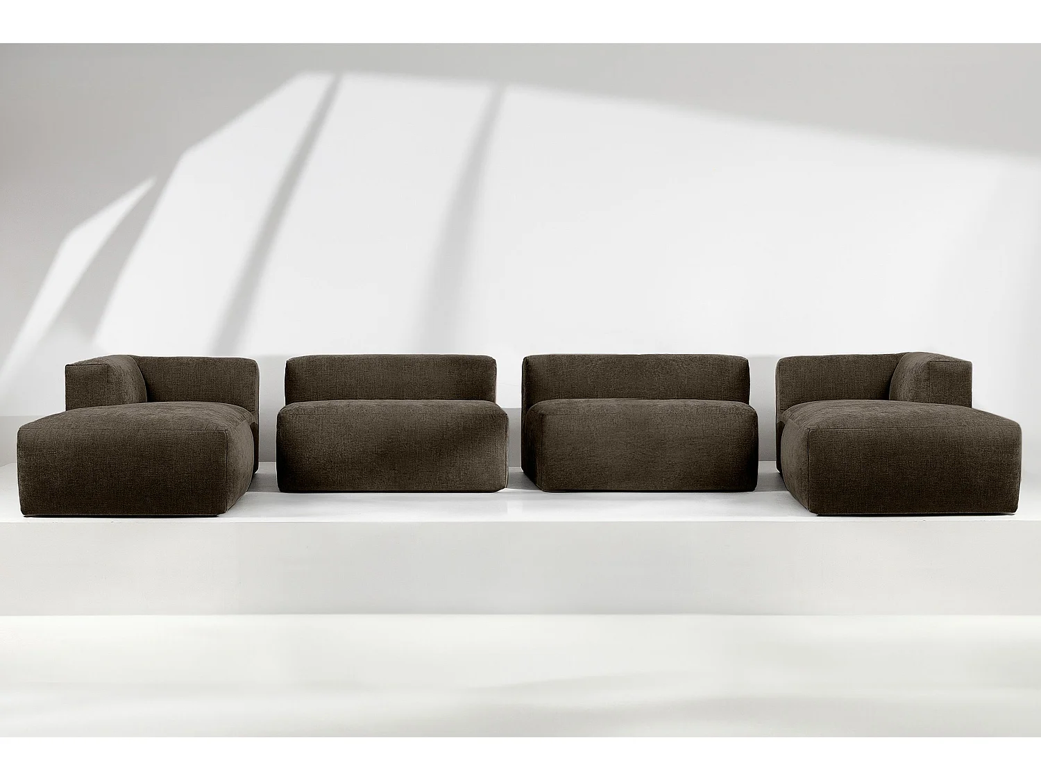 7/8 Sitzer Panorama-Ecksofa mit extrem weicher und bequemer Sitz -braun - BUFFO