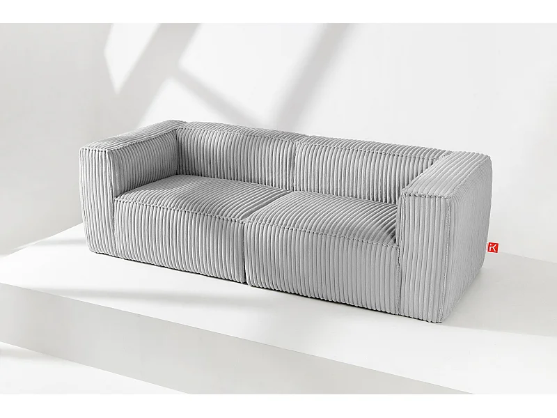 Modernes Sofa 3 Sitzer aus breitem Cordstoff - hellgrau - FEROX