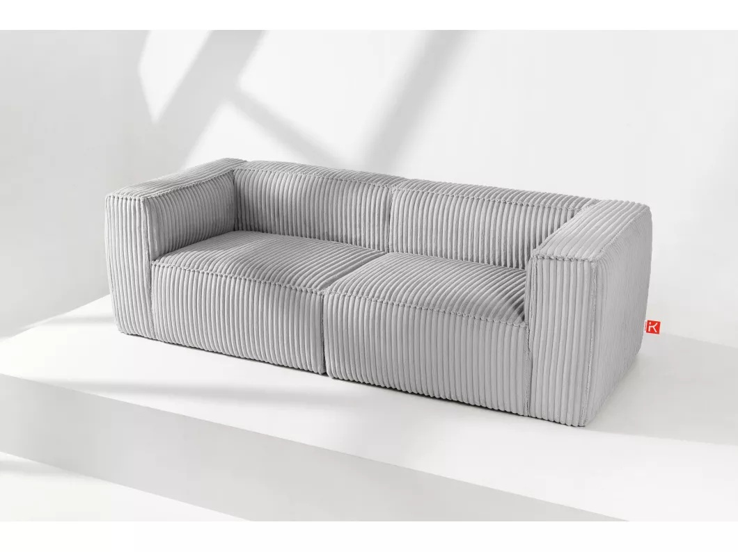 Kauf Unique Modernes Sofa 3 Sitzer aus breitem Cordstoff - hellgrau - FEROX