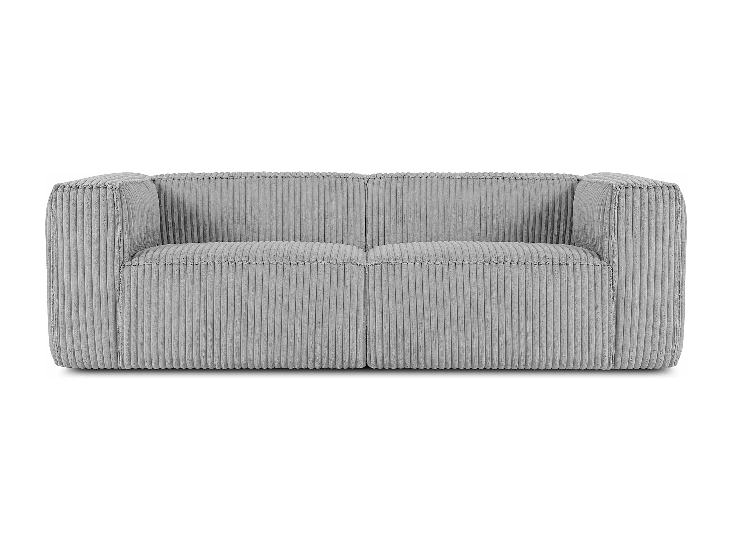 Canapé contemporain 3 places en velours côtelé large - gris clair - FEROX