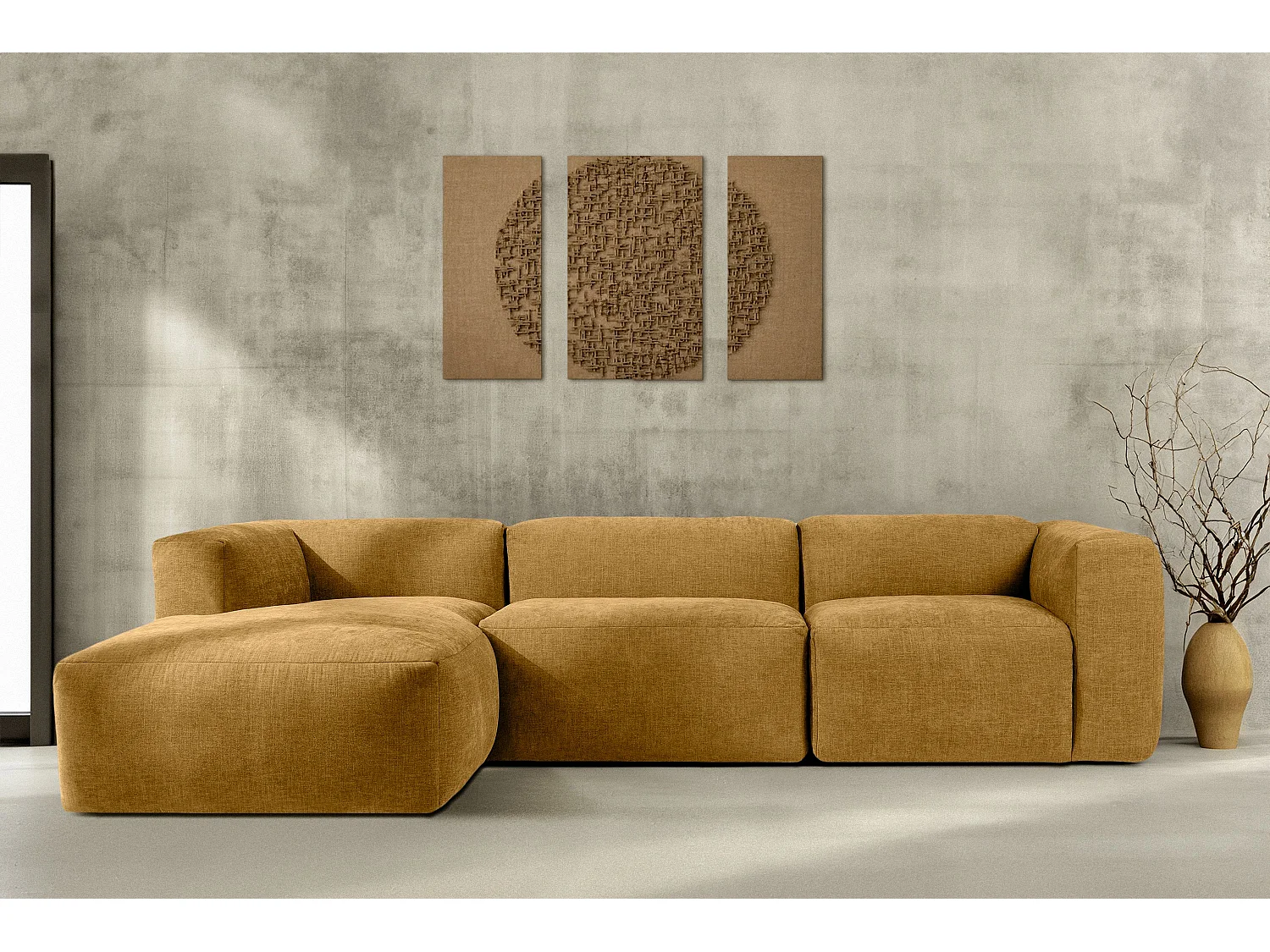 Ecksofa Links mit extrem weicher und bequemer Sitz - gelb - BUFFO