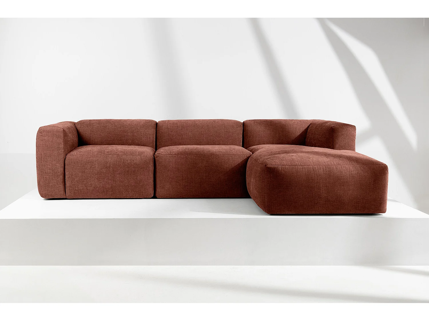 Ecksofa Rechts mit extrem weicher und bequemer Sitz - orange - BUFFO