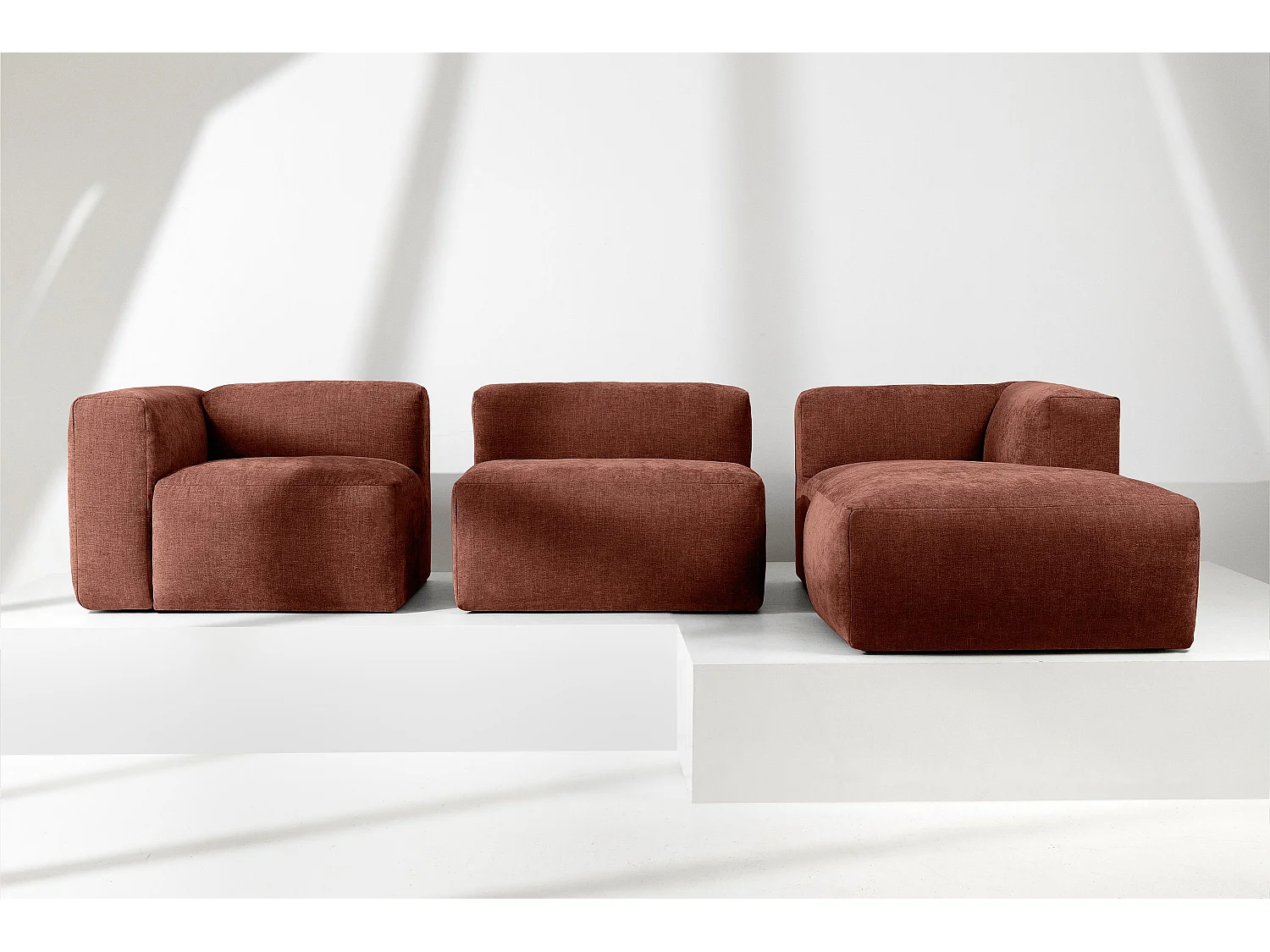 Ecksofa Rechts mit extrem weicher und bequemer Sitz - orange - BUFFO