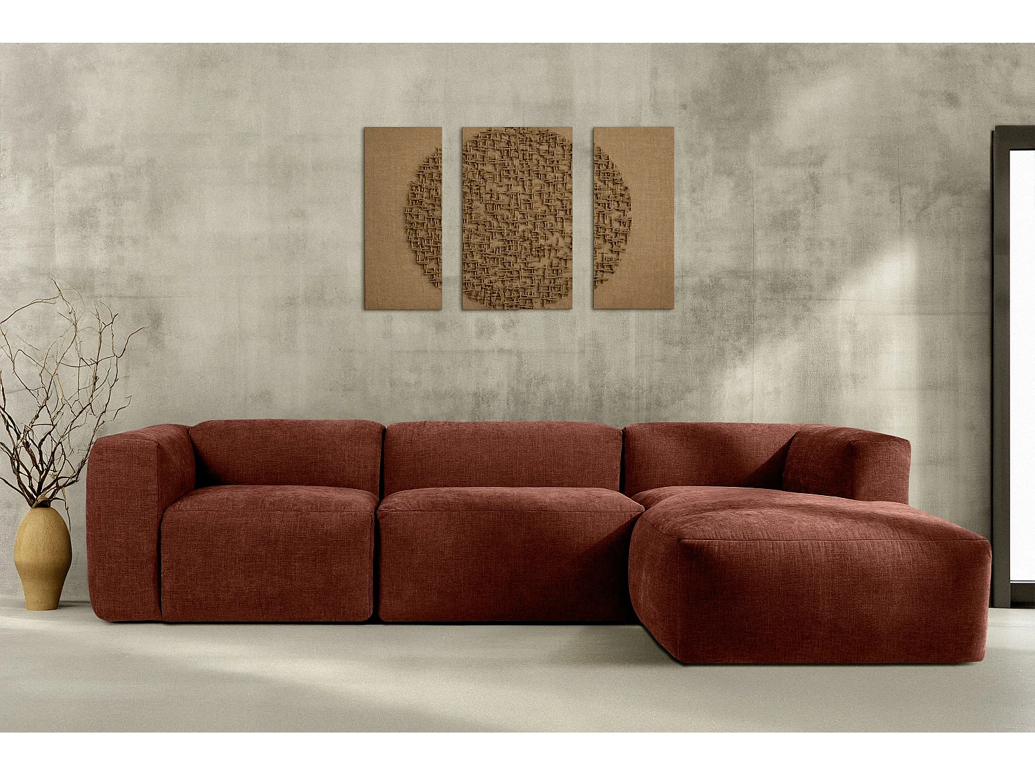 Ecksofa Rechts mit extrem weicher und bequemer Sitz - orange - BUFFO