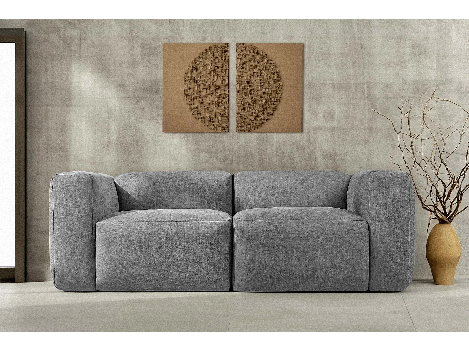 Sofa 2 Sitzer mit extrem weicher und bequemer Sitz - hellgrau - BUFFO