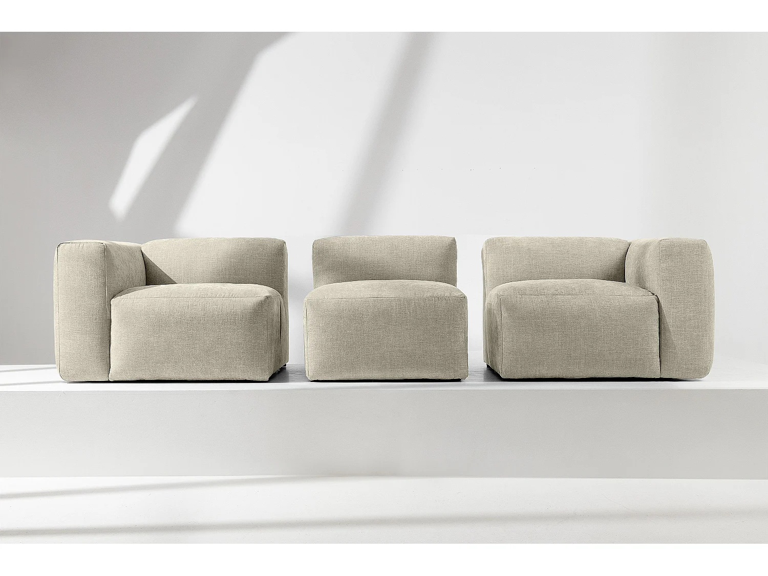 Sofa 3 Sitzer mit extrem weicher und bequemer Sitz - ecrufarben - BUFFO