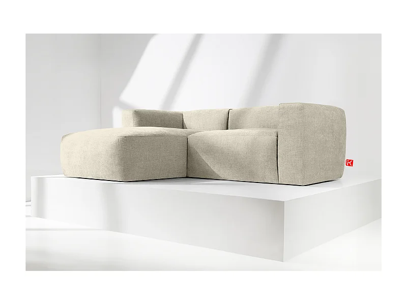 Ecksofa Links 3/4 Sitzer mit extrem weicher und bequemer Sitz - ecru - BUFFO