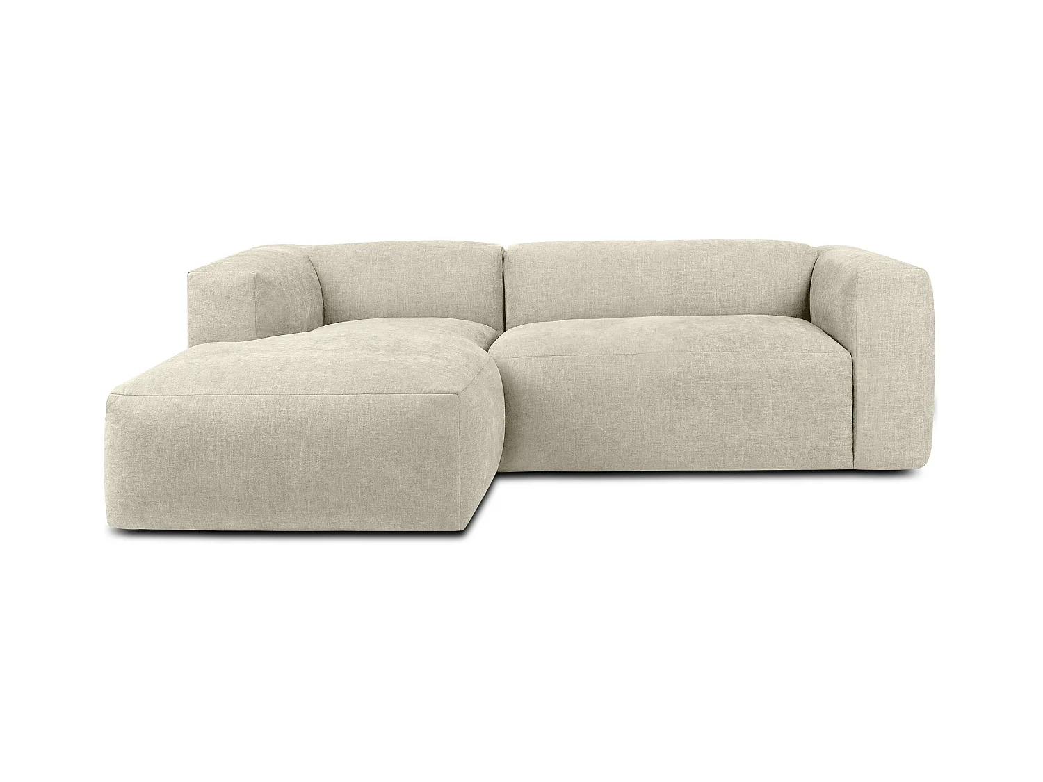 Ecksofa Links 3/4 Sitzer mit extrem weicher und bequemer Sitz - ecru - BUFFO