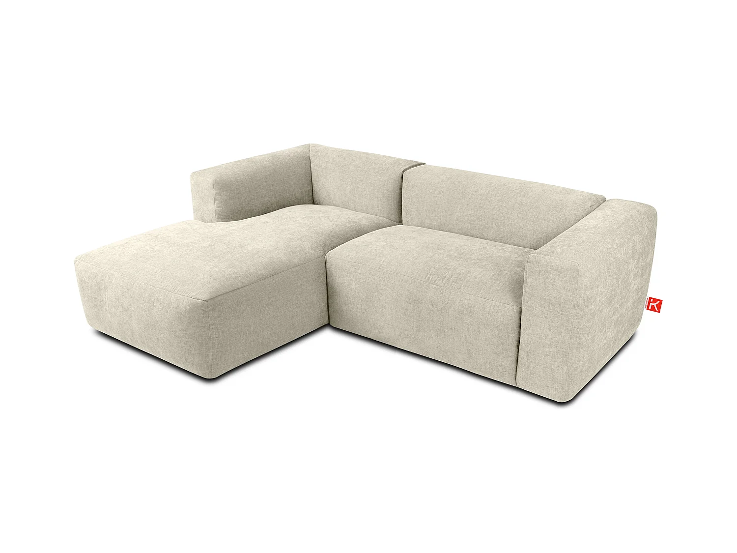 Ecksofa Links 3/4 Sitzer mit extrem weicher und bequemer Sitz - ecru - BUFFO
