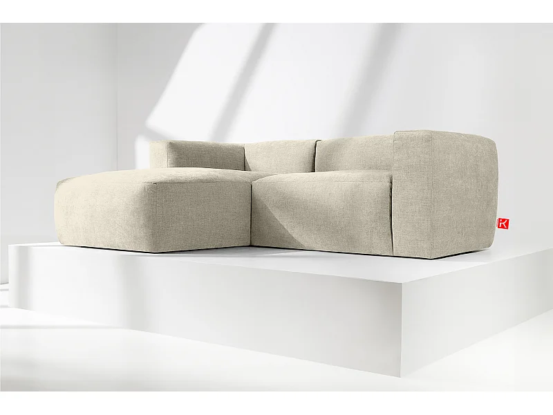 Ecksofa Links 3/4 Sitzer mit extrem weicher und bequemer Sitz - ecru - BUFFO