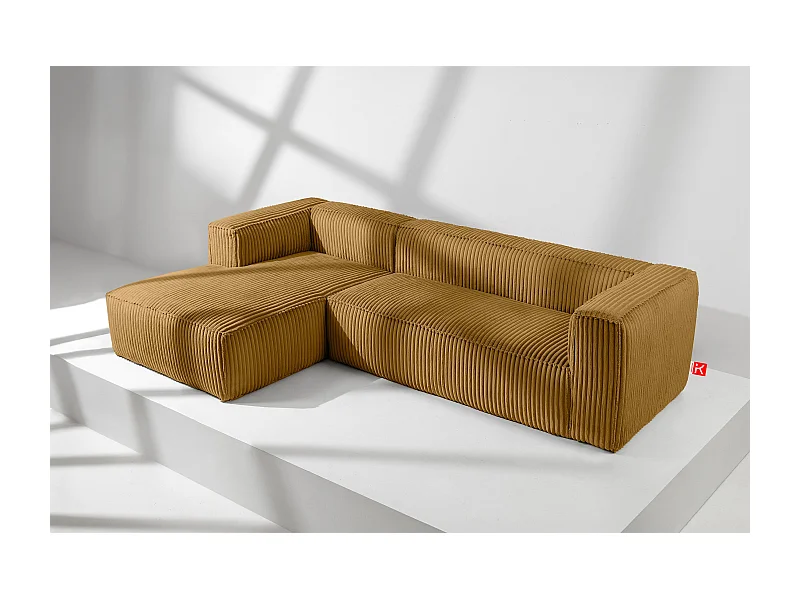 Modernes Ecksofa Links aus breitem Cordstoff - gelb - FEROX