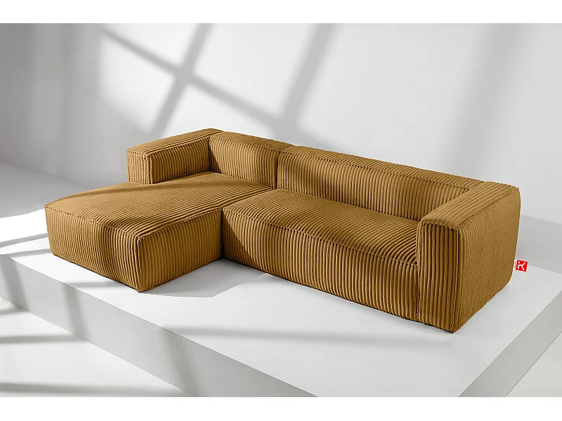 Modernes Ecksofa Links aus breitem Cordstoff - gelb - FEROX