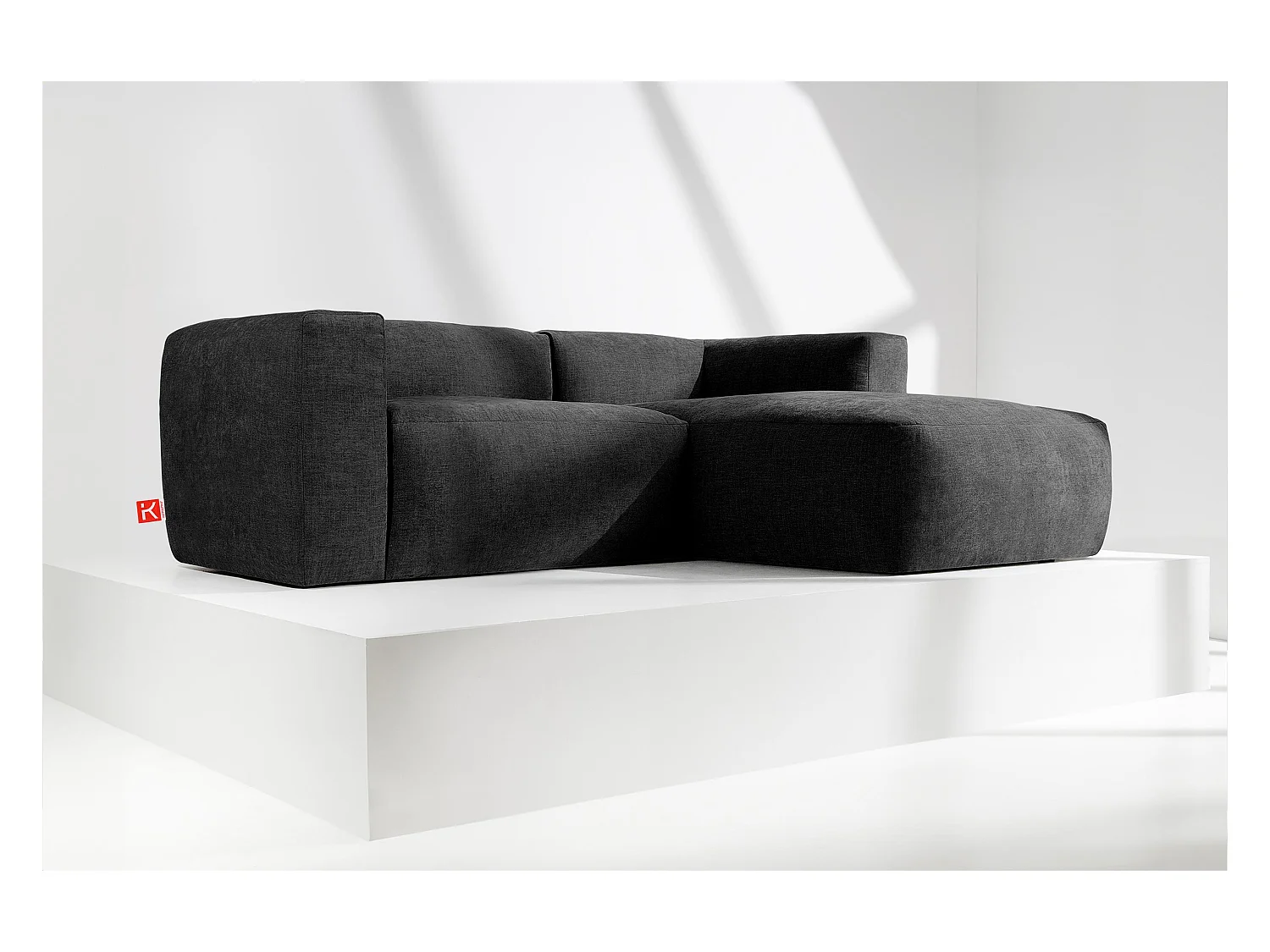 Canapé d'angle droit 3/4 places avec assise extrêmement moelleuse et confortable - gris - BUFFO