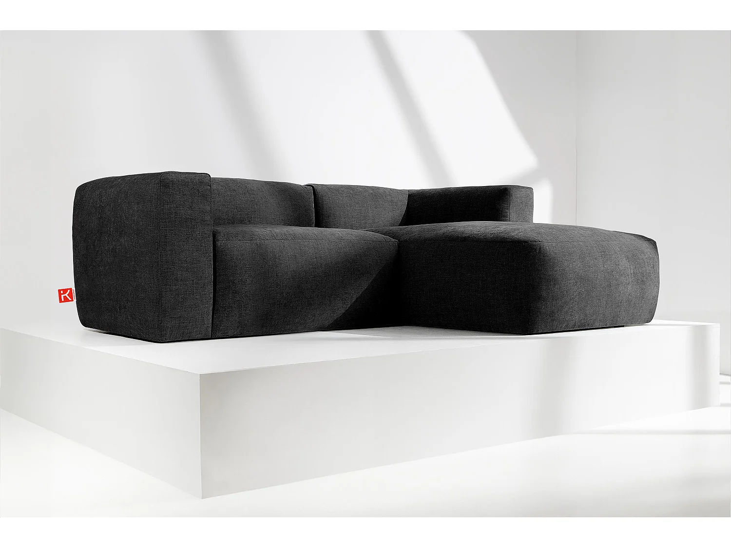 Ecksofa Rechts 3/4 Sitzer mit extrem weicher und bequemer Sitz - grau - BUFFO