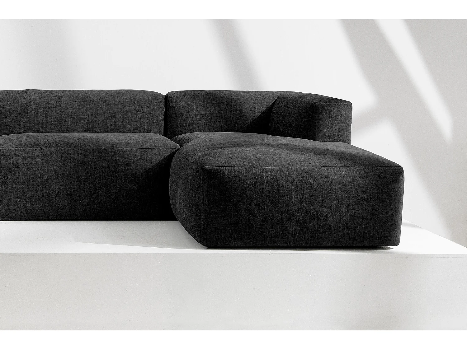 Ecksofa Rechts 3/4 Sitzer mit extrem weicher und bequemer Sitz - grau - BUFFO