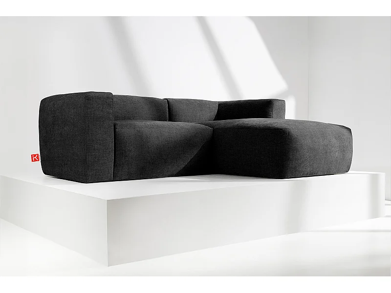 Ecksofa Rechts 3/4 Sitzer mit extrem weicher und bequemer Sitz - grau - BUFFO