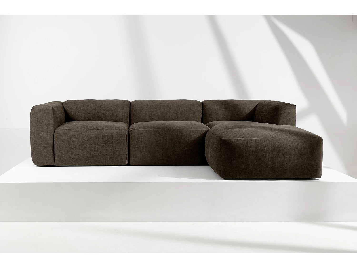 Ecksofa Rechts mit extrem weicher und bequemer Sitz - braun - BUFFO