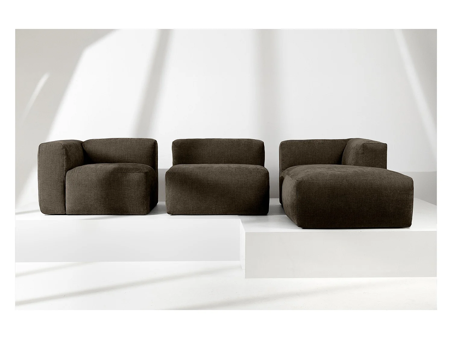 Ecksofa Rechts mit extrem weicher und bequemer Sitz - braun - BUFFO