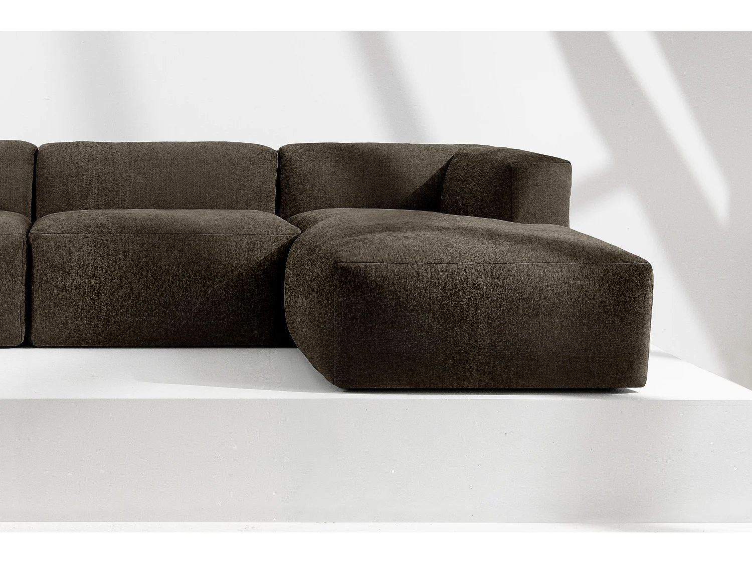 Ecksofa Rechts mit extrem weicher und bequemer Sitz - braun - BUFFO