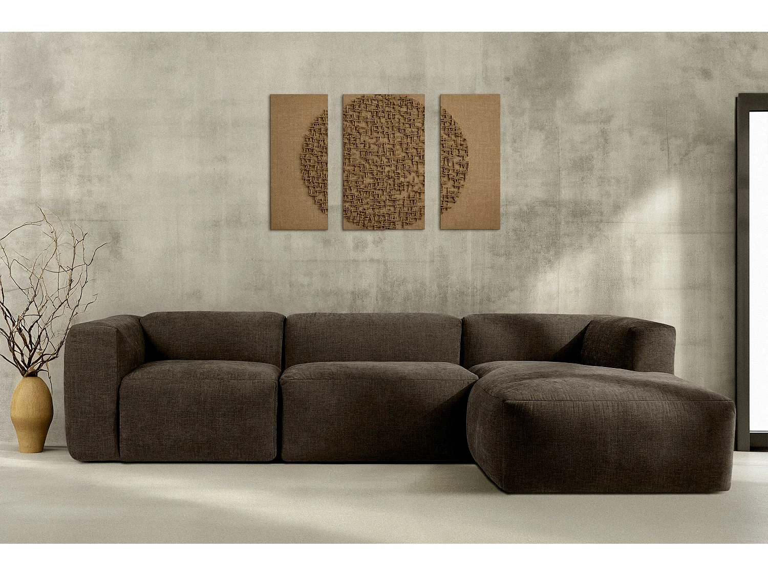 Ecksofa Rechts mit extrem weicher und bequemer Sitz - braun - BUFFO