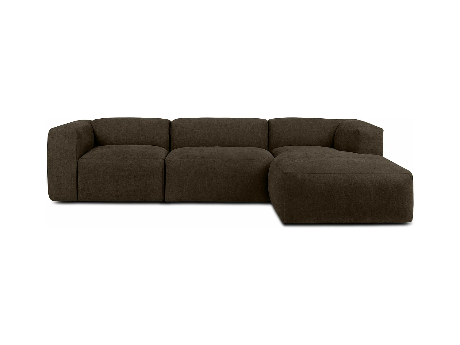 Canapé d'angle droit avec assise extrêmement moelleuse et confortable - marron - BUFFO